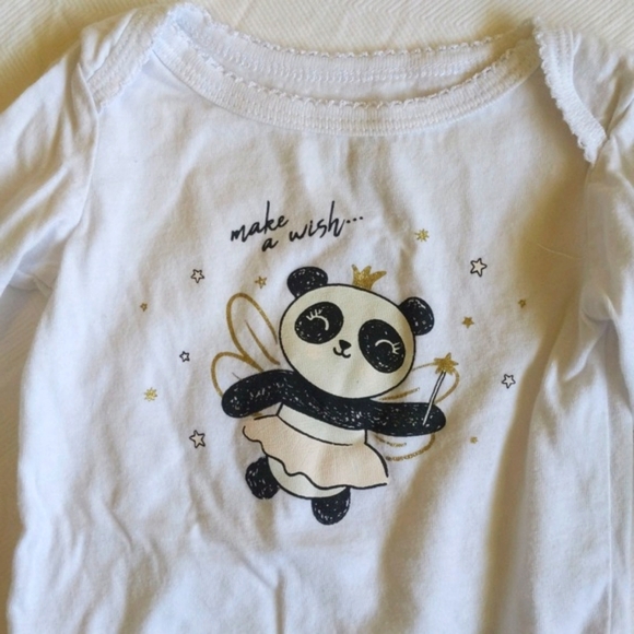 george panda long sleeve bodysuit diaper shirt 0-3 months baby girl - Picture 2 of 7